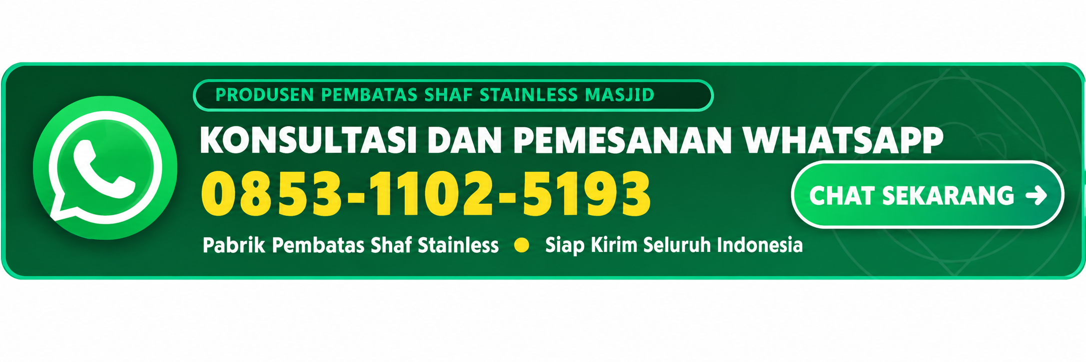 Pembatas Shaf Masjid Stainless Steel Setiabudi, Hubungi Kami WhatsApp 0853-1102-5193 Pemesanan Pembatas Shaf Stainless Steel